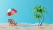 Summer beach and podium decoration with scene summer, Stage platform for display product, show, sale. Abstract backdrop decor with tropical plant shadow. Minimal abstract background. 3d rendering