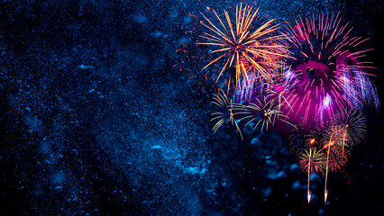 Wall Mural - Fireworks with Abstract bokeh background