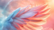 Transcendent feathers create angelic aura on serene background, isolated. 