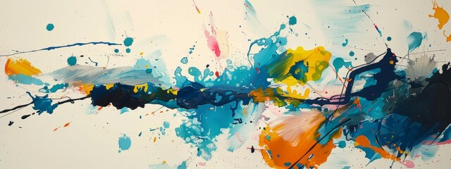 Wall Mural - Dynamic Abstract Splatter on Canvas
