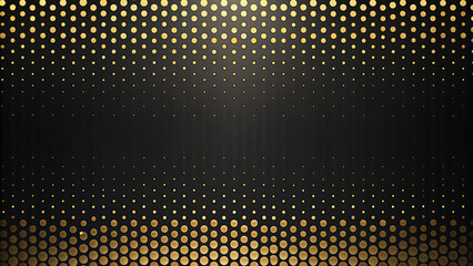 Wall Mural - Gold Halftone Dots, Abstract Vector Background Illustration