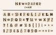 Cut letters from old yellowed magazines. Anonymous newspaper font for collage. Vintage clipping alphabet for poster, banner, greeting card, social media, web design