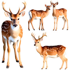  A beautiful collection of deer displayed with a transparent background, with one face purposely blurred for privacy