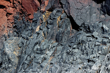 Wall Mural - detail of natural volcanic basalt stone cliff in Iceland