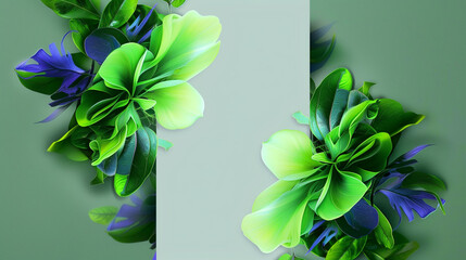 Wall Mural - Background with card, flowers, copy space