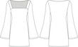 square neck kimono bell long sleeve pencil straight short dress template technical drawing flat sketch cad mockup fashion woman design style model
