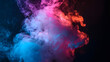 Color smoke Mist cloud Spiritual energy Neon pink blue orange light steam flow on dark black copy space abstract background : Generative AI