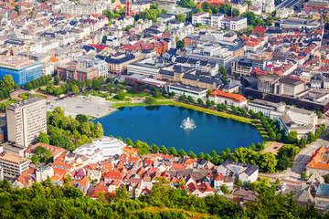 Sticker - Bergen aerial panoramic view