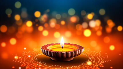 Wall Mural - Illuminate your Diwali celebration with the warm glow of traditional diya lamps