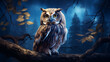 owl on branch at night