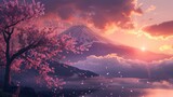 Fototapeta  - beautiful landscape of Mount Fuji Sunset in high resolution and high quality. landscape concept, japan, mountain, sunset
