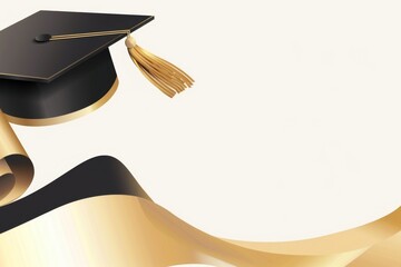 Gold and black graduation background with cap and diploma White space for text or graphics Generative AI