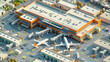 3d isometric view of an airport