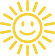 © cool vp - Yellow smiling sun icon isolated on white background . Happy sun icon vector