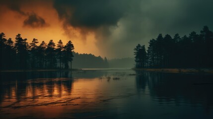 Canvas Print - sunrise over the lake