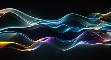 Sticker - Sonic abstract waves with pulsating energy highlights, dark backdrop,