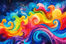 Whimsical Cosmic Swirls Watercolor Dreamscape Imagination Whimsical Abstract Galaxy