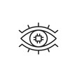 Technological vision icon. Represents the concept of surveillance, monitoring, and high-tech security systems that use optical recognition in social media, app, and web design. Vector illustration.