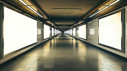 Aufkleber - advertisement billboards electronic displays in a subway station in New York City : Generative AI
