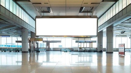 Aufkleber - Blank advertising billboard at airportmockup poster media template ads display : Generative AI