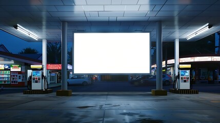 Aufkleber - Large white blank billboard mockup displayed inside the gas station : Generative AI