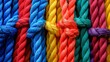 Colorful knotted ropes in a vibrant pattern