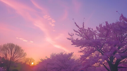 Wall Mural - Pastel colored sky at sunset in spring