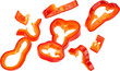 © xamtiw - Sweet bell pepper slices, chopped paprika isolated on white background