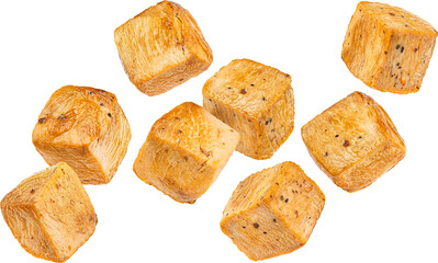 Wall Mural - roasted chicken cubes isolated