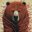 The Guardian of the Glowing Forest Bear covered with roots illustration vector generative ai 
