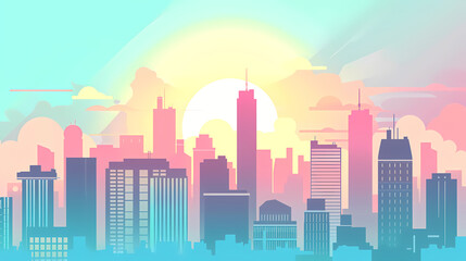 Geometric city background with a beautiful skyline