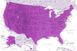 United States - Highly Detailed Vector Map of the USA. Ideally for the Print Posters. Amethyst Lilac Purple Colors. Relief Topographic