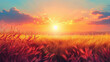 background with wheat field at sunrise