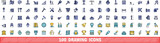 Fototapeta Panele - 100 drawing icons set. Color line set of drawing vector icons thin line color flat on white