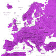 Europe - Highly Detailed Vector Map of the Europe. Ideally for the Print Posters. Amethyst Lilac Purple Colors. Relief Topographic