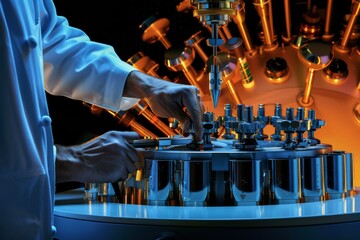 Poster - Precision in Research: Scientist Calibrating Instruments in High-Tech Laboratory