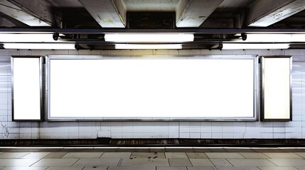 Aufkleber - Billboard in subway white background : Generative AI