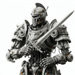 medieval knight in the armour  statue, sculpture, sky, robot, monument, warrior, art,Ai generated 