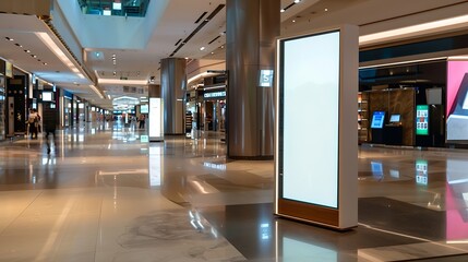 Aufkleber - Mockup standalone big screen info kiosk Digital media with blank white screen modern panel display signboard for advertisement design in a shopping center and mall Including clipping p : Generative AI