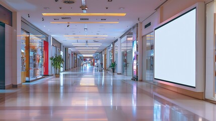 Wall Mural - empty billboard in modern shopping mall interior : Generative AI