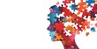 © Simon - Alzheimer, dementia, epilepsy and autism concept. Neurological disease with memory loss and confused mind. Silhouette of a human head made of colorful jigsaw puzzle pieces. Mental health awareness.
