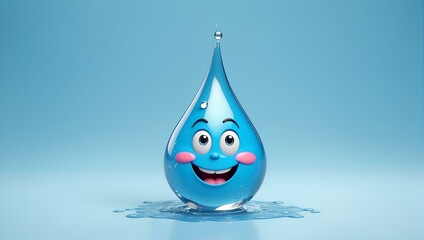 Sticker - drop of water character with smile