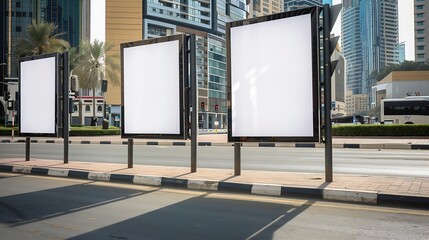 Leinwandbilder - Advertisement mockup Blank empty billboards on the city street in Dubai UAE : Generative AI