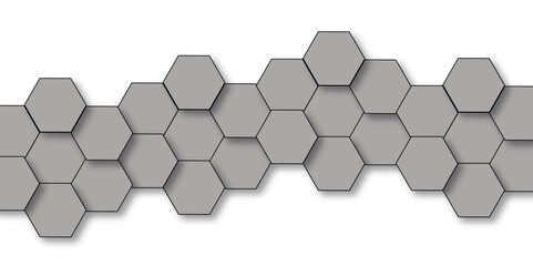 Abstract gray hexagon and hexagonal lines on white background. abstract 3d hexagonal background with shadow. Vector illustration. Hexagonal honeycomb pattern background with space for text.