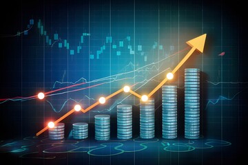 Financial rising graph and stock market success concept illustration