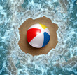 Summer beach Fun as a hot seasonal banner and fun resort party for vacation and travel holiday festival for June July August months as waves from the tropical ocean or warm sea water on sand symbol.
