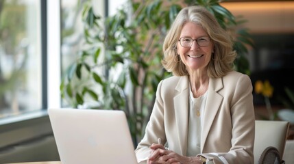 Sticker - A Smiling Professional Woman at Work