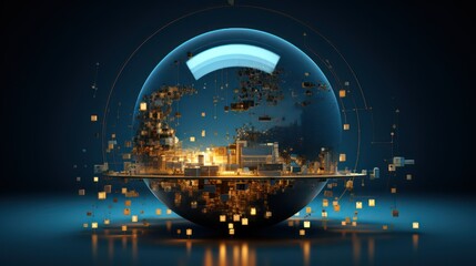 Futuristic city in a crystal ball