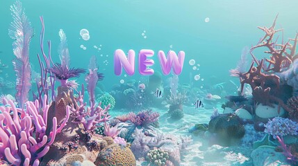 Wall Mural - Vibrant Underwater Seascape with Bold 