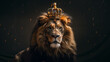 Majestic lion with a regal crown atop its head, symbolizing royalty, strength, and the animal kingdom's nobility.
